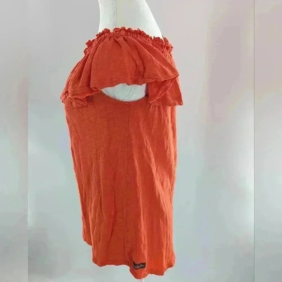 Matilda Jane Orange Off The Shoulder Top Size Small Ruffle Sleeve - Picture 4 of 12